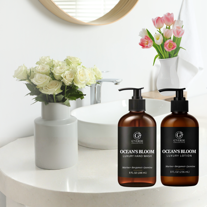 G’Verde Collective Ocean's Bloom Luxury Hand Wash and Hand & Body Lotion Set | Inspired by the Signature Scents of 5-Star Hotels | Limited Holiday Collection: Hand Wash & Lotion Set Presented in Gift Box