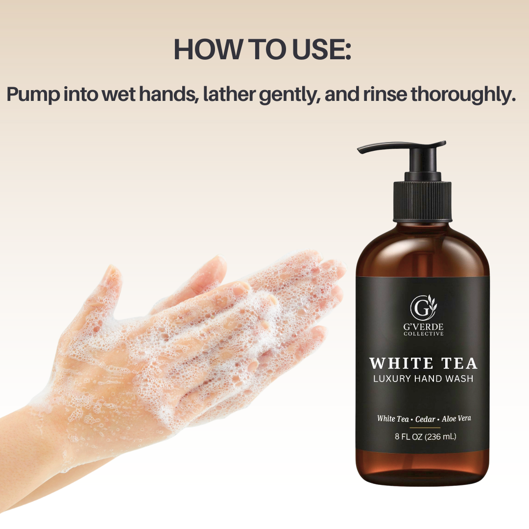 G’Verde Collective White Tea Luxury Hand Wash and Hand & Body Lotion Set  | Inspired by the Signature Scents of 5-Star Hotels | Limited Holiday Collection: Hand Wash & Lotion Set Presented in Gift Box