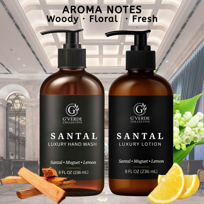 G’Verde Collective Santal Luxury Hand Wash and Hand & Body Lotion Set  | Inspired by famous perfume houses and the Signature Scents of 5-Star Hotels | Limited Holiday Collection: Hand Wash & Lotion Set Presented in Gift Box