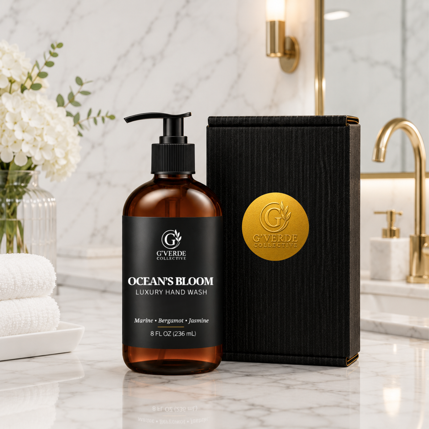Ocean’s Bloom — Luxury Hand Wash · Airy, fresh & gentle cleanse