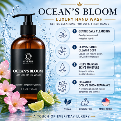 Ocean’s Bloom — Luxury Hand Wash · Airy, fresh & gentle cleanse