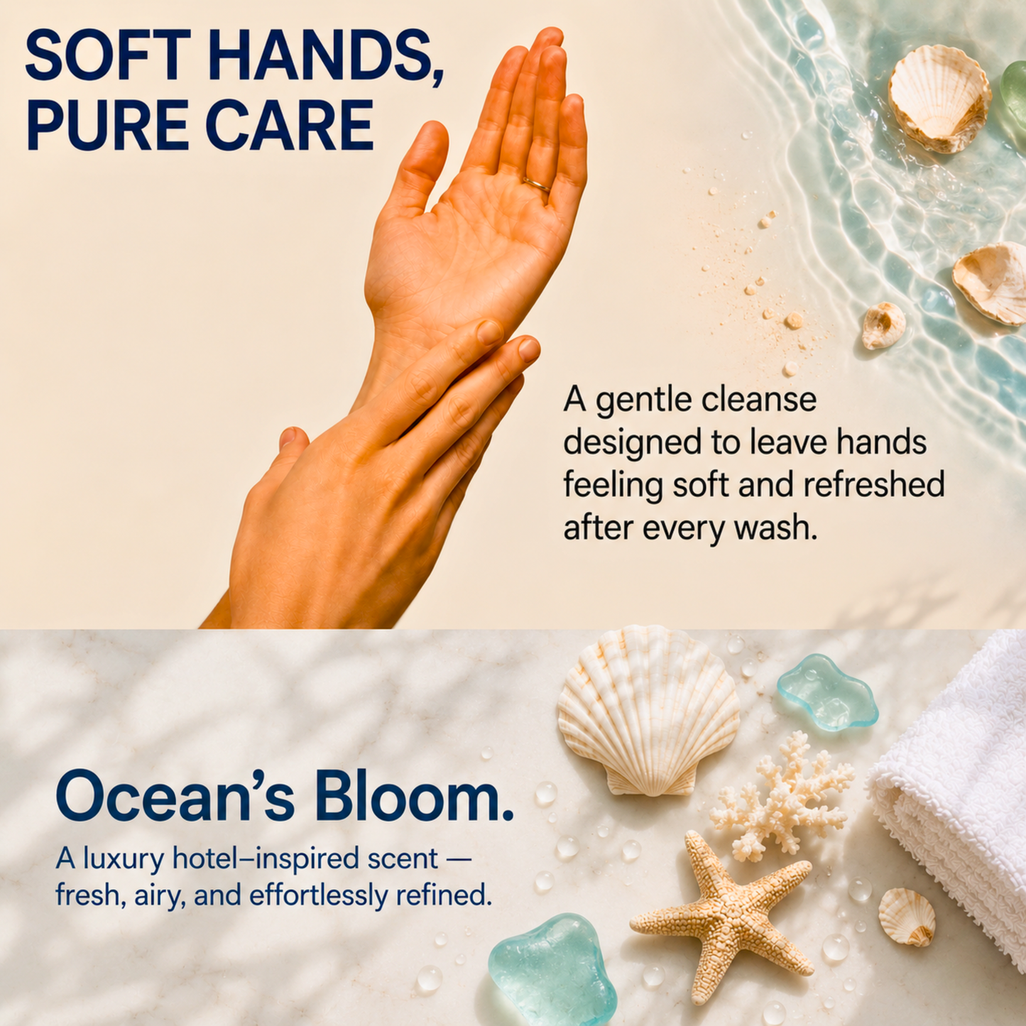 Ocean’s Bloom — Luxury Hand Wash · Airy, fresh & gentle cleanse