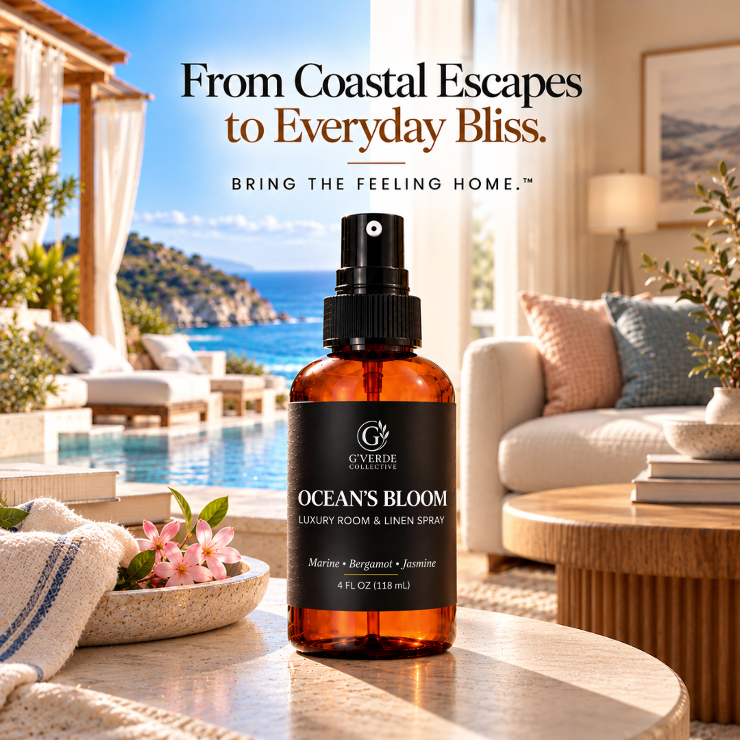 Ocean’s Bloom — Luxury Room & Linen Spray · Airy, Refreshing & Coastal Resort-Inspired Fragrance