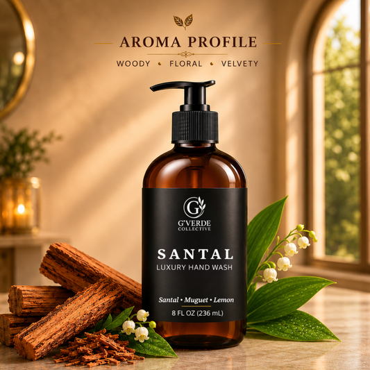 Santal — Luxury Hand Wash · Warm woods & gentle cleanse