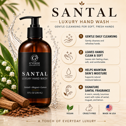 Santal — Luxury Hand Wash · Warm woods & gentle cleanse
