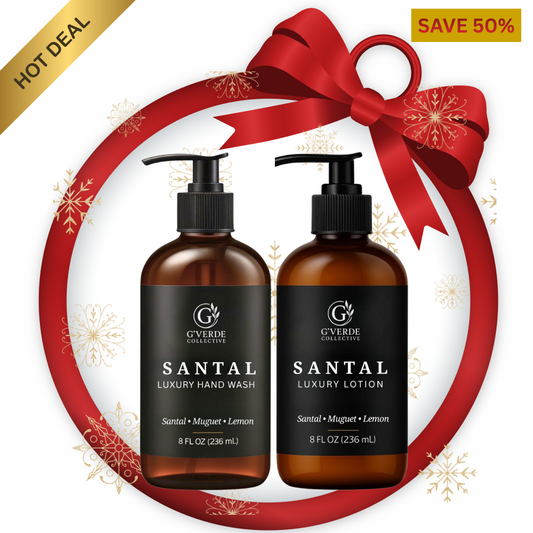 G’Verde Collective Santal Luxury Hand Wash and Hand & Body Lotion Set  | Inspired by famous perfume houses and the Signature Scents of 5-Star Hotels | Limited Holiday Collection: Hand Wash & Lotion Set Presented in Gift Box