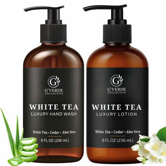 G’Verde Collective White Tea Luxury Hand Wash and Hand & Body Lotion Set  | Inspired by the Signature Scents of 5-Star Hotels