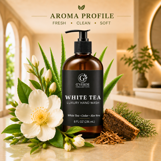 White Tea — Luxury Hand Wash · Soft, calming & gentle cleanse
