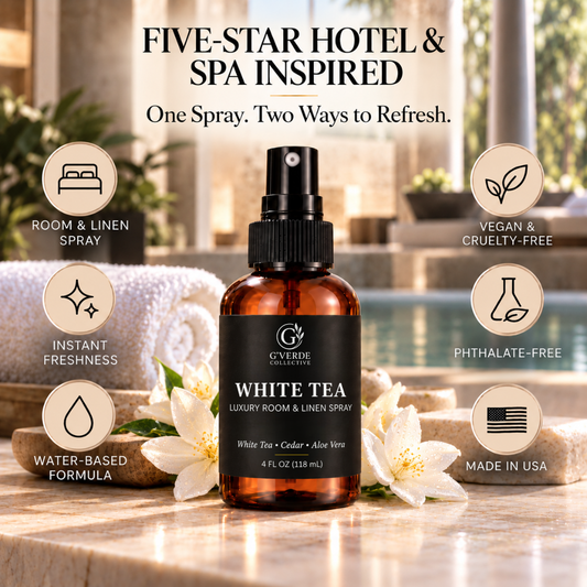 White Tea — Luxury Room & Linen Spray · Soft, Calming & Spa-Inspired Fragrance