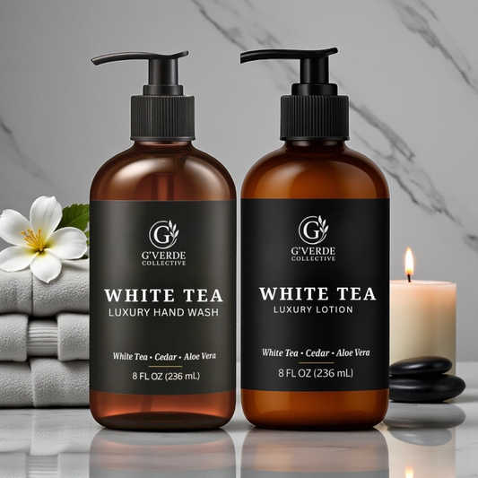 G’Verde Collective White Tea Luxury Hand Wash and Hand & Body Lotion Set  | Inspired by the Signature Scents of 5-Star Hotels